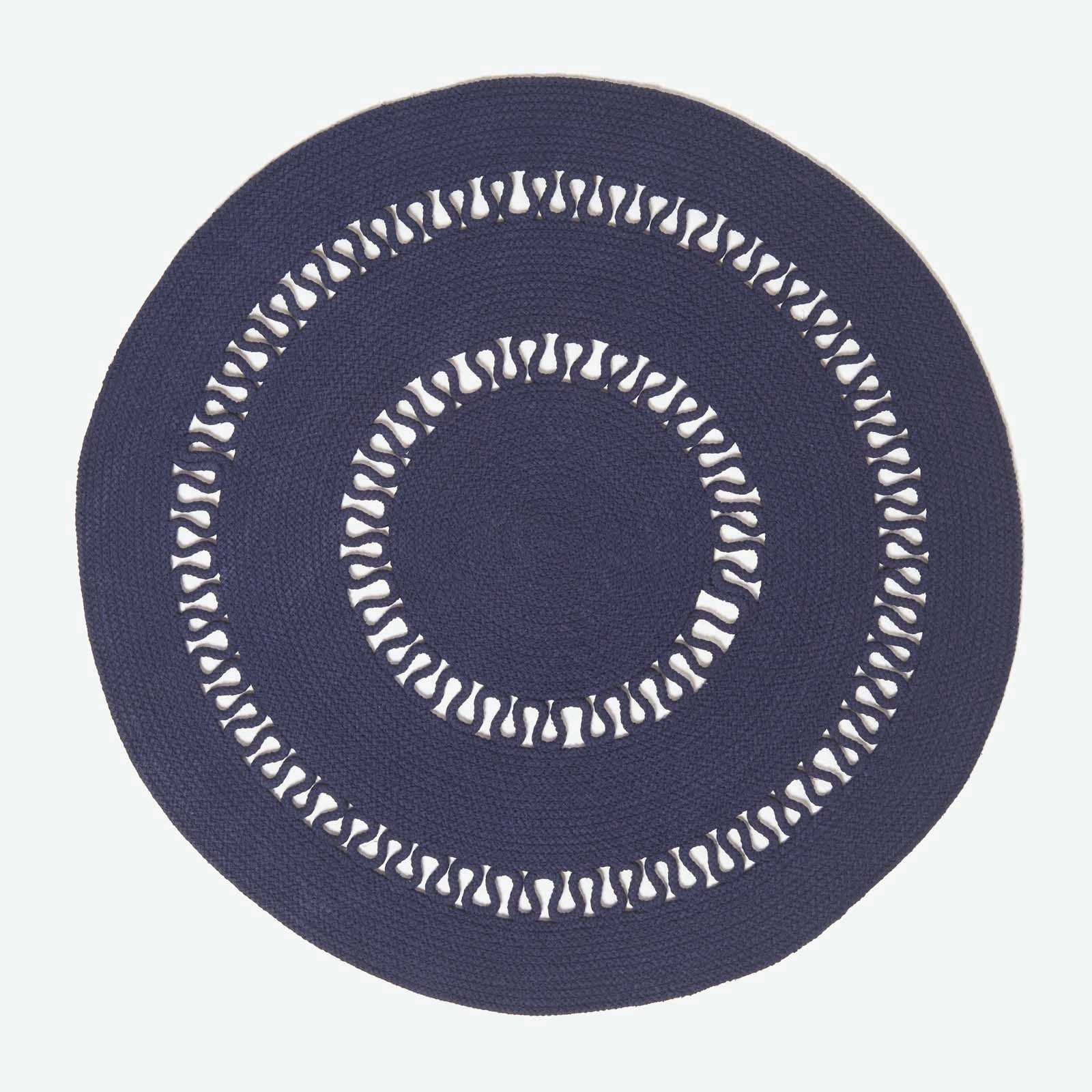 Crochet Braided Round Rug | 90cm | Navy Blue