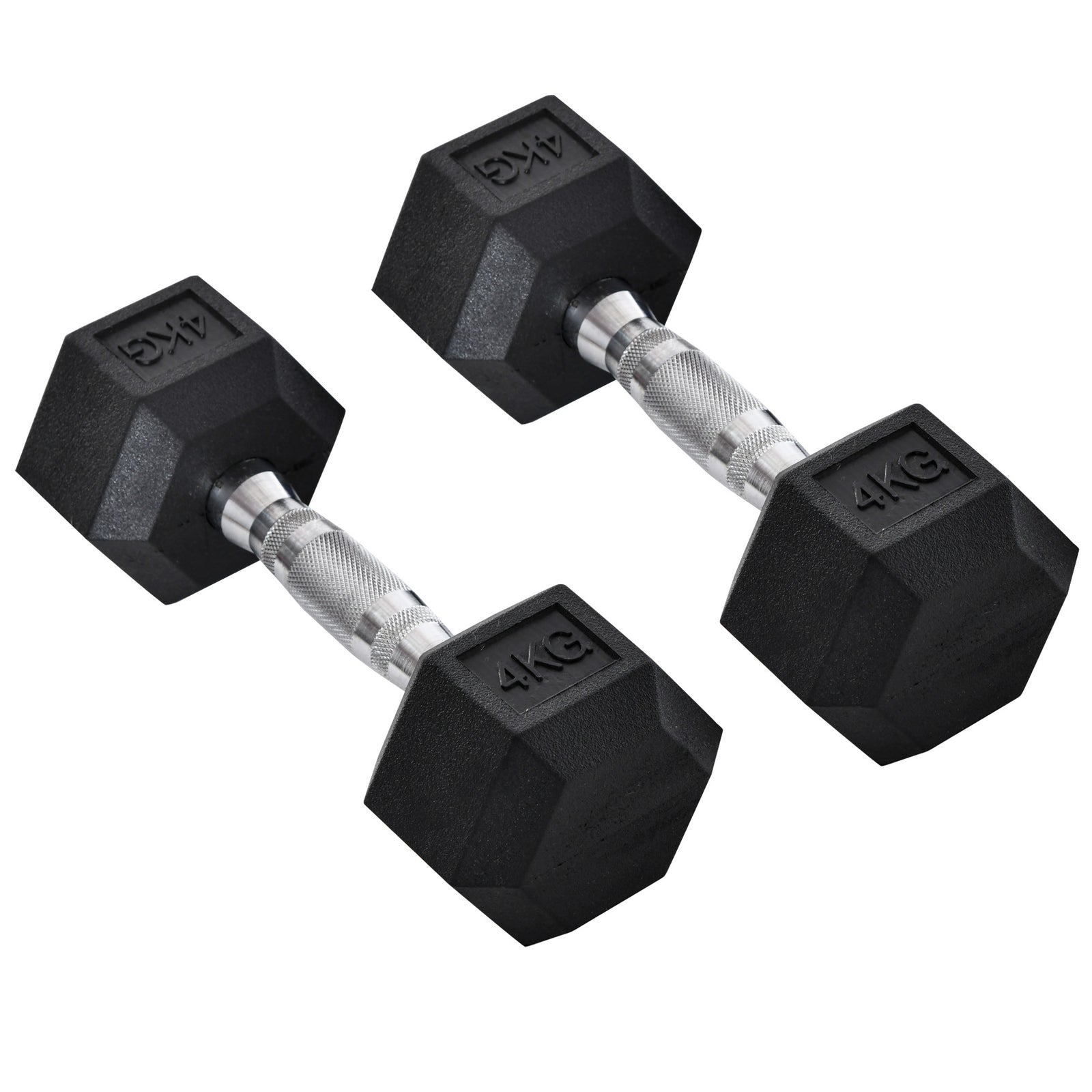 2x4kg Rubber Hex Dumbbells For Home Gym | Black