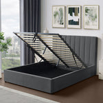 Evelynne Fabric Ottoman Bed Frame With Storage | King | Dark Grey
