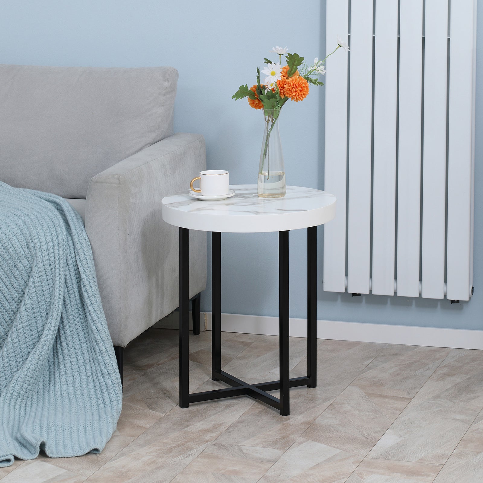 Round End Table, Metal Legs, Bedside/sofa Side