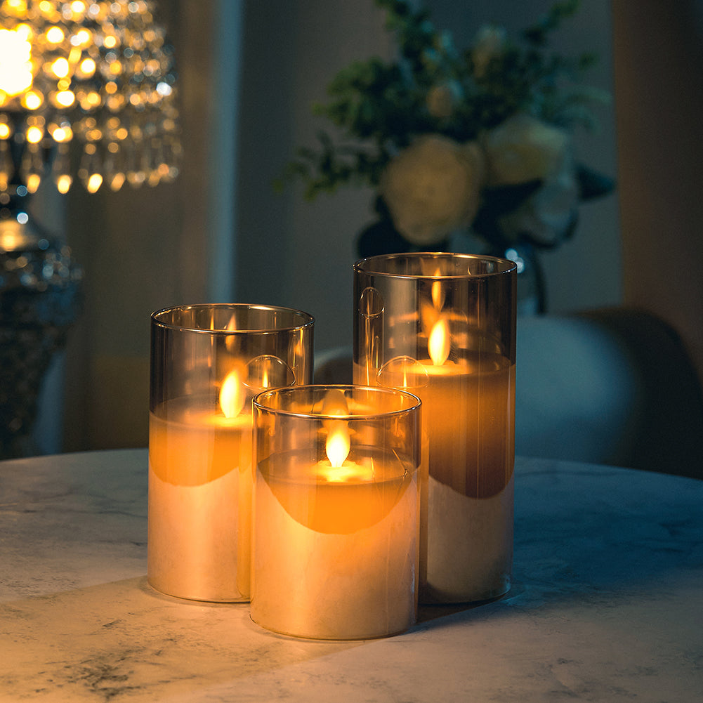 3pcs Remote-controlled Led Flameless Candle Set | Gold