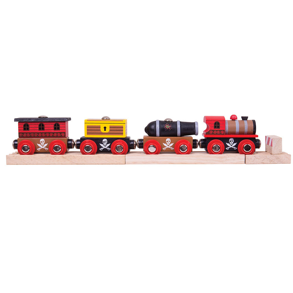 Wooden Pirate Train Engine & Carriages