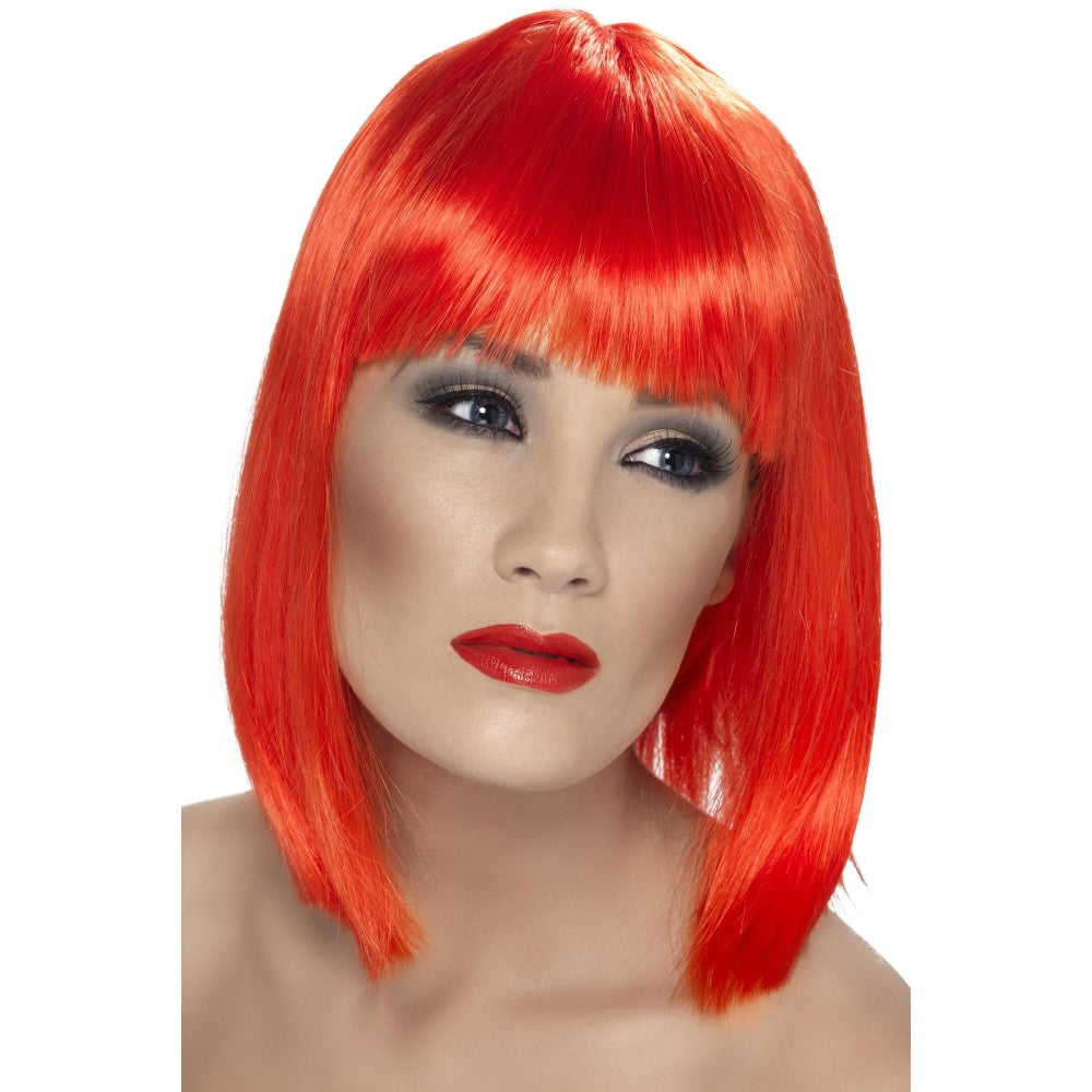 Glam Short Blunt Wig With Fringe | Neon Red