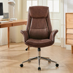 Adjustable High Back Pu Office Chair With Armrests | Brown