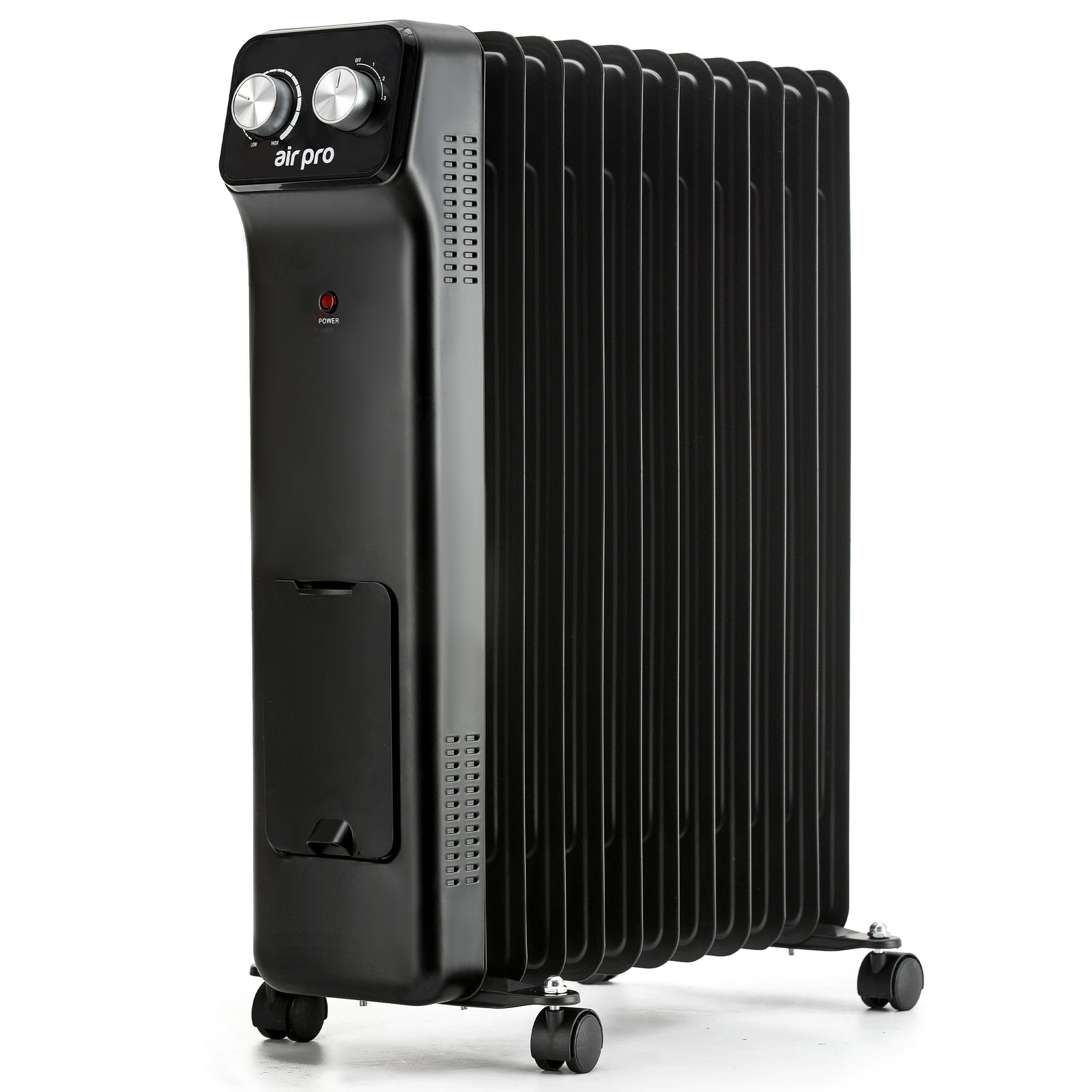 Oil-filled Electric Radiator 2500w, Adjustable Thermostat, 3 Settings | Black