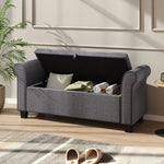 Breeins Modern Linen Upholstered Storage Bench With Armrests