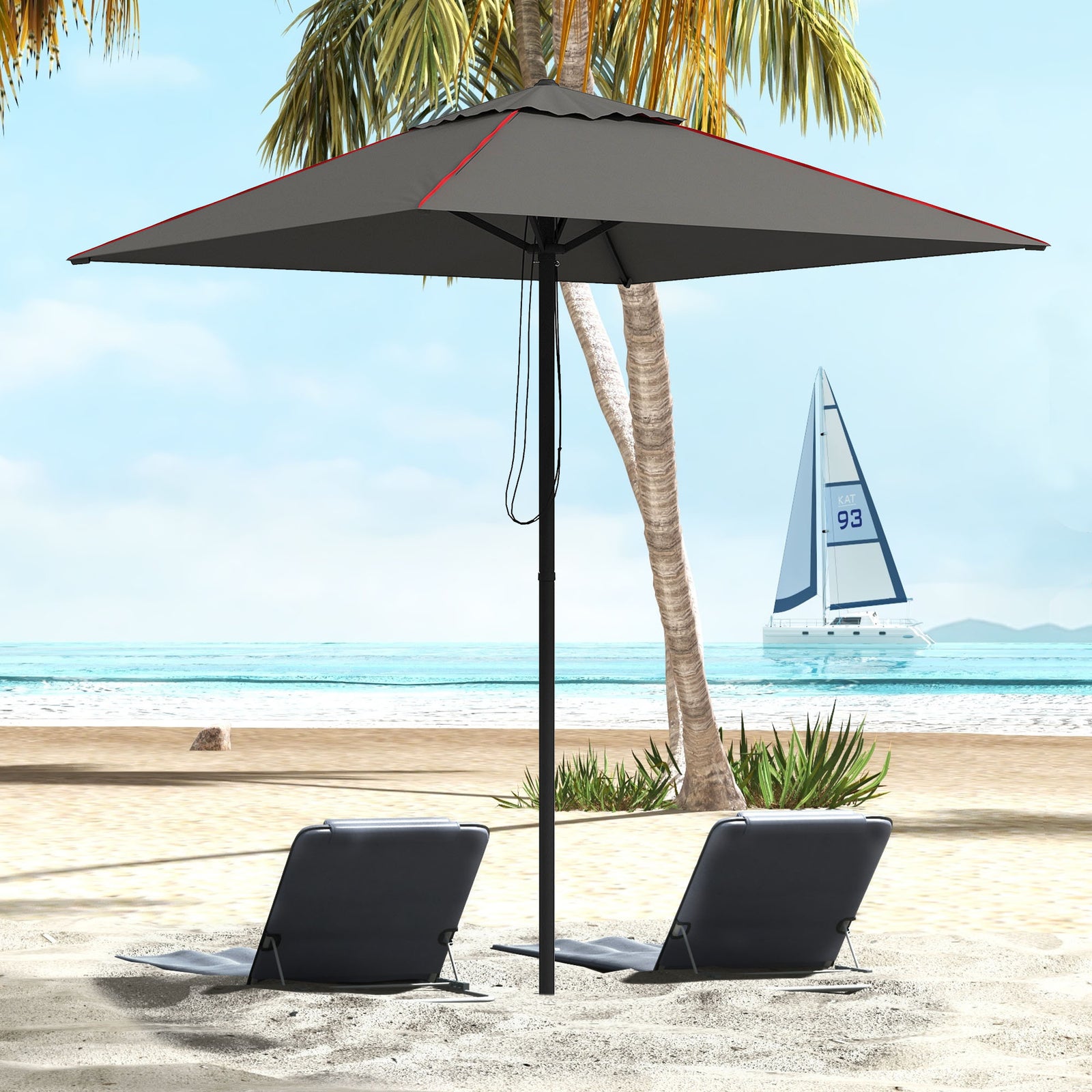 Outdoor Parasol W/ Vent And Piping | Charcoal Gray