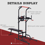 Power Tower Dip Station With Sit-up Bench And Tension Ropes | Black