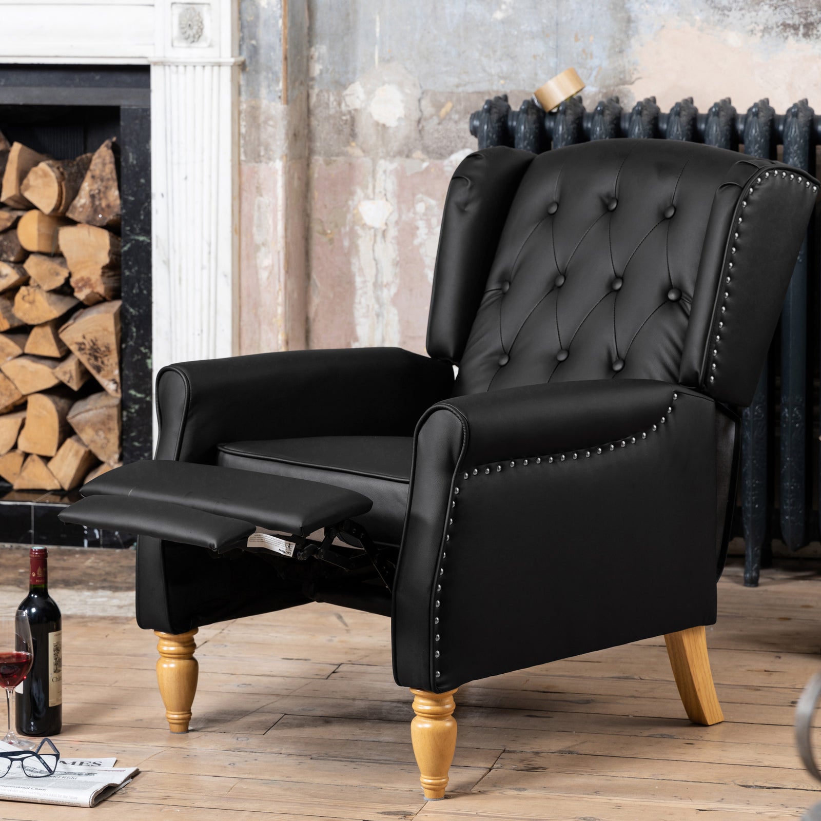 Galena Recliner Armchair | Black