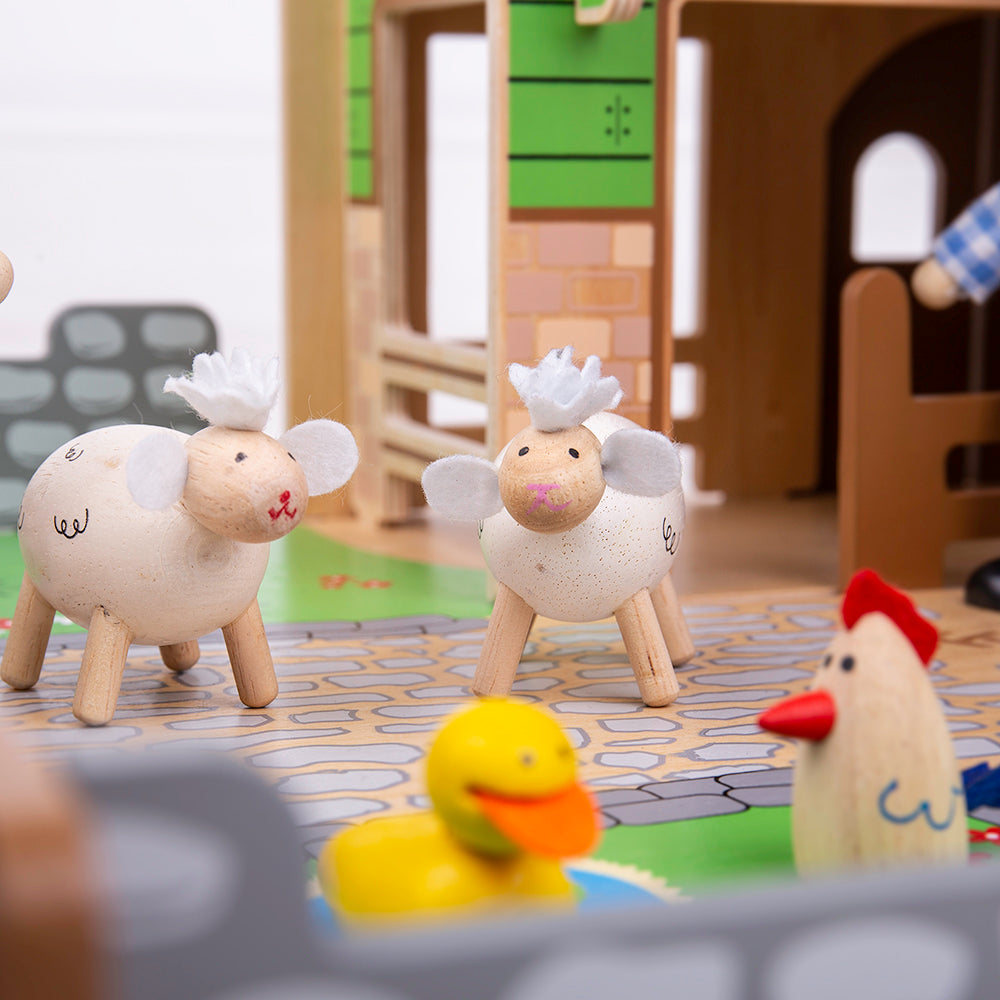 Wooden 'cobblestone' Farm Playset, Removable Roof Panels