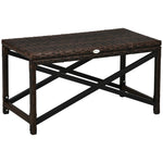 Outdoor Coffee Table, Pe Rattan Side Table W/ Plastic Board | V Shape | Brown