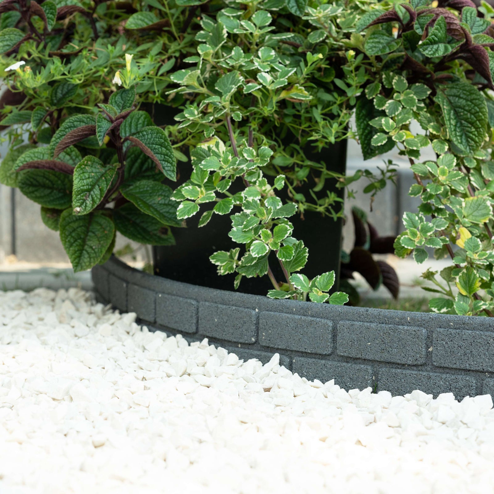 Recycled Rubber Brick Effect Garden Edging Border 1.2m | Set of 2 | Gray