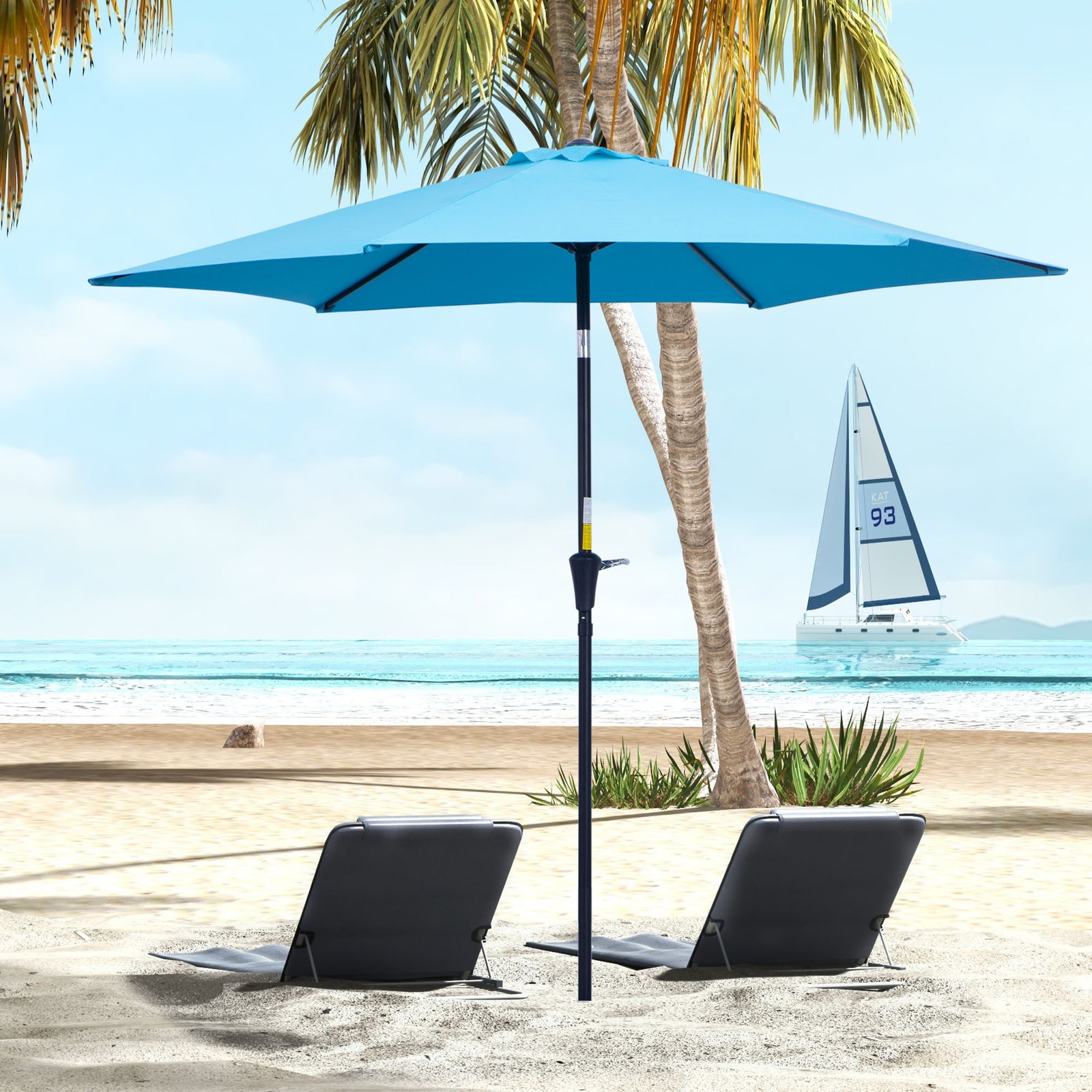 2.6m Patio Umbrella With Tilt Crank | Blue