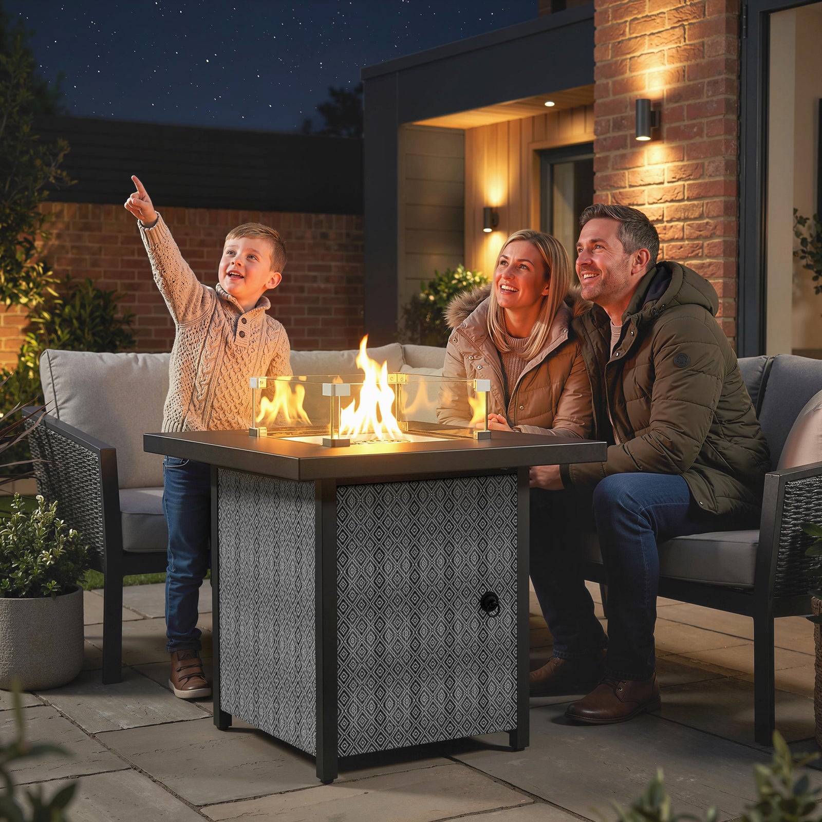 Outsunny Propane Gas Fire Pit Table For Garden, 11.7 Kw Smokeless Firepit