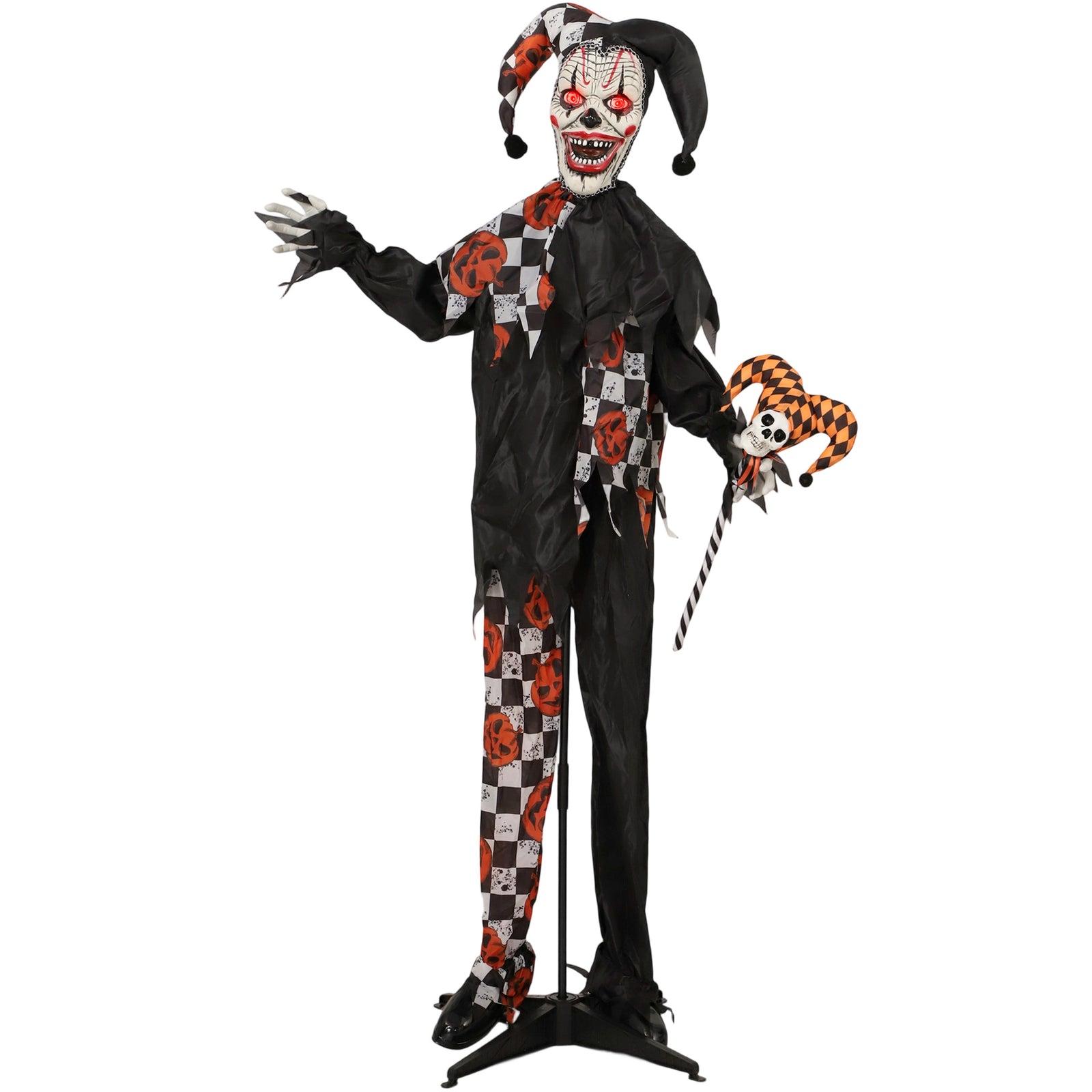 Sound Activated Halloween Animatronics Clown With Red Light Up Eyes