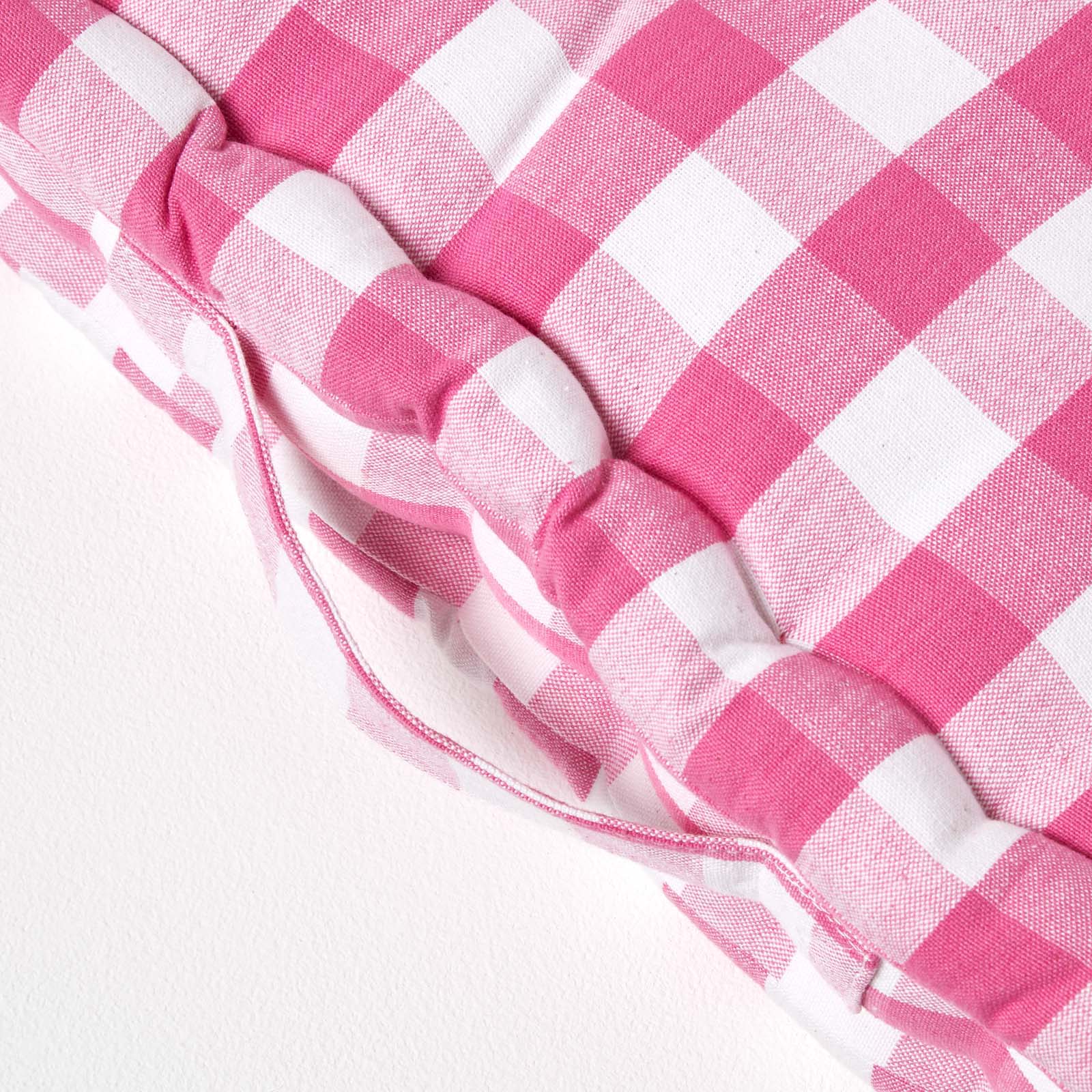 Block Check Cotton Gingham Floor Cushion | 50cm x 50cm | Pink