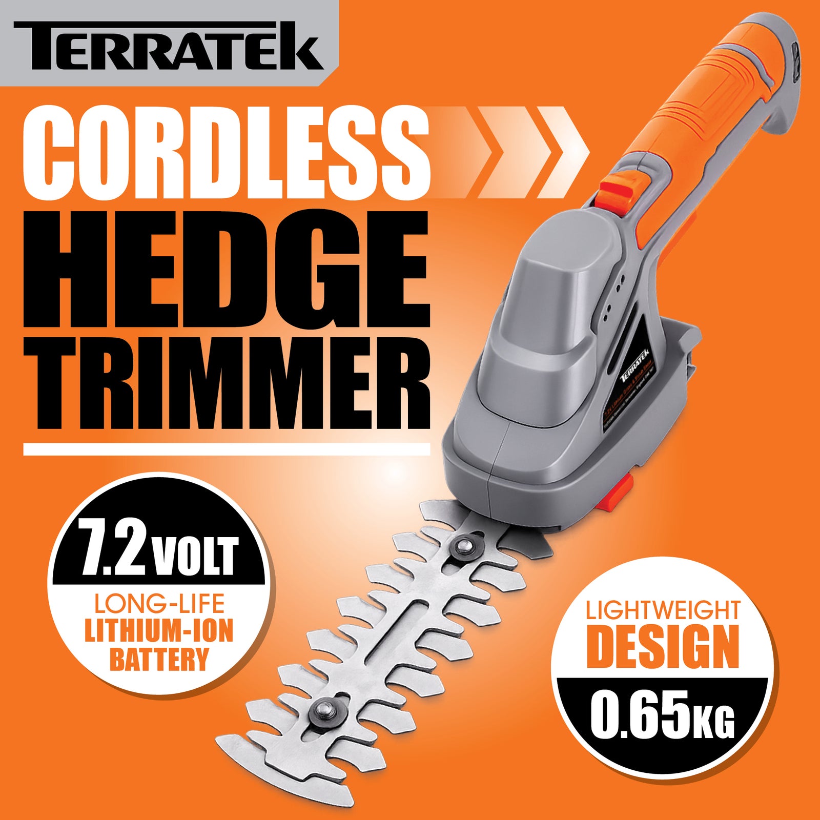 Hand Held Cordless Hedge Trimmer 2 In 1 Topiary Shears Li Ion Battery 7.2v