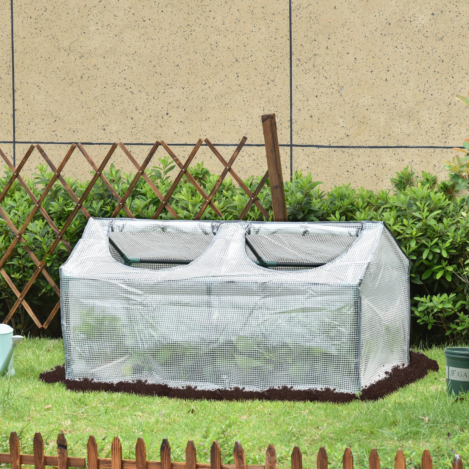Mini Greenhouse W/ 2 Windows - Pe Cover | White