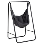 Patio Hammock Chair With Stand,  Cushion, Armrest, Hooks | Dark Gray