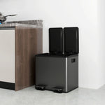 2 X 15l Dual Kitchen Bin Pedal Bin For Recycling And Waste | Black