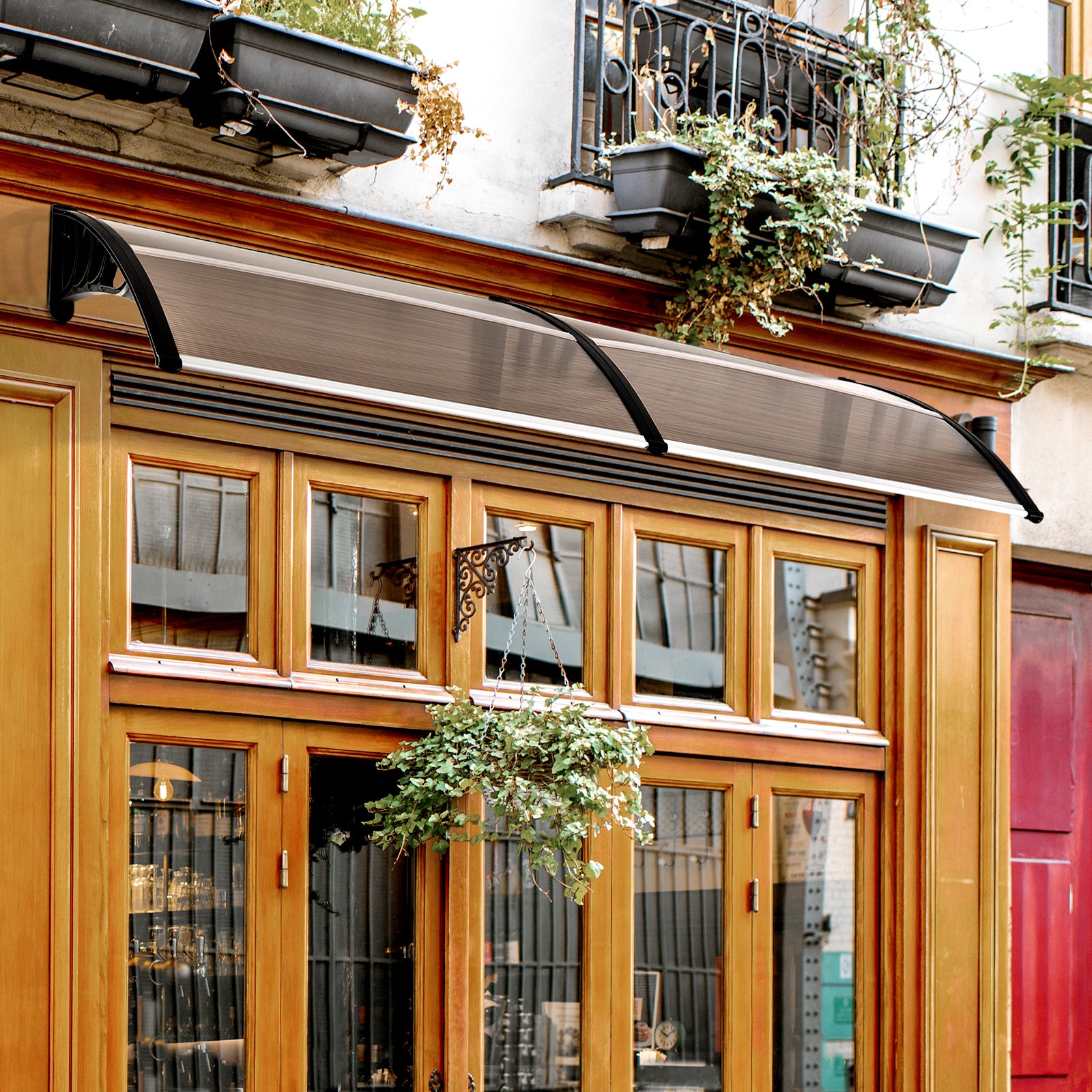 Outdoor Curved Window Canopy, 0.8x2m | Brown