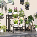 Outsunny 3-tier Metal Plant Stand, Modern Ladder Shelf For Garden