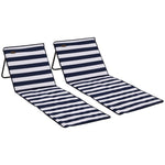Garden Beach Chair Mat, Sun Lounger Seats With Adjustable | Blue & White