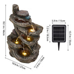 Solar-powered Wooden-style Tiered Water Fountain With Led Lights – Tranquil Garden & Balcony Cascade