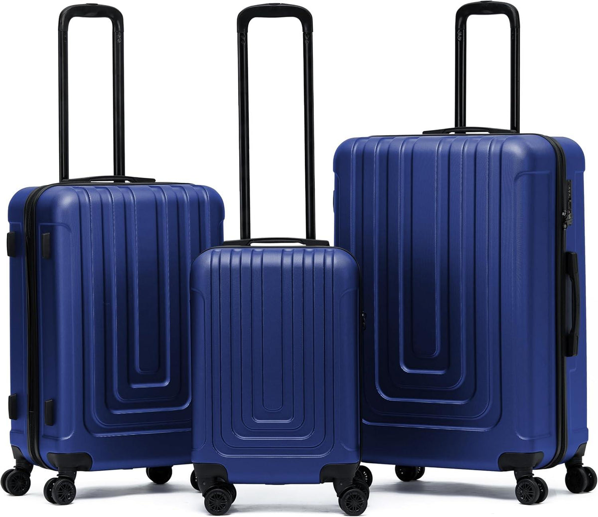 Set Of 3 Hard Shell Suitcases Overhead Carry On Cabin Bag & Check In 20kg+ Medium And Large Bag. | Set of 3 | Navy Blue