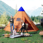 6 Man Tent Metal Poles Water-resistant Walls Windows Door | Orange
