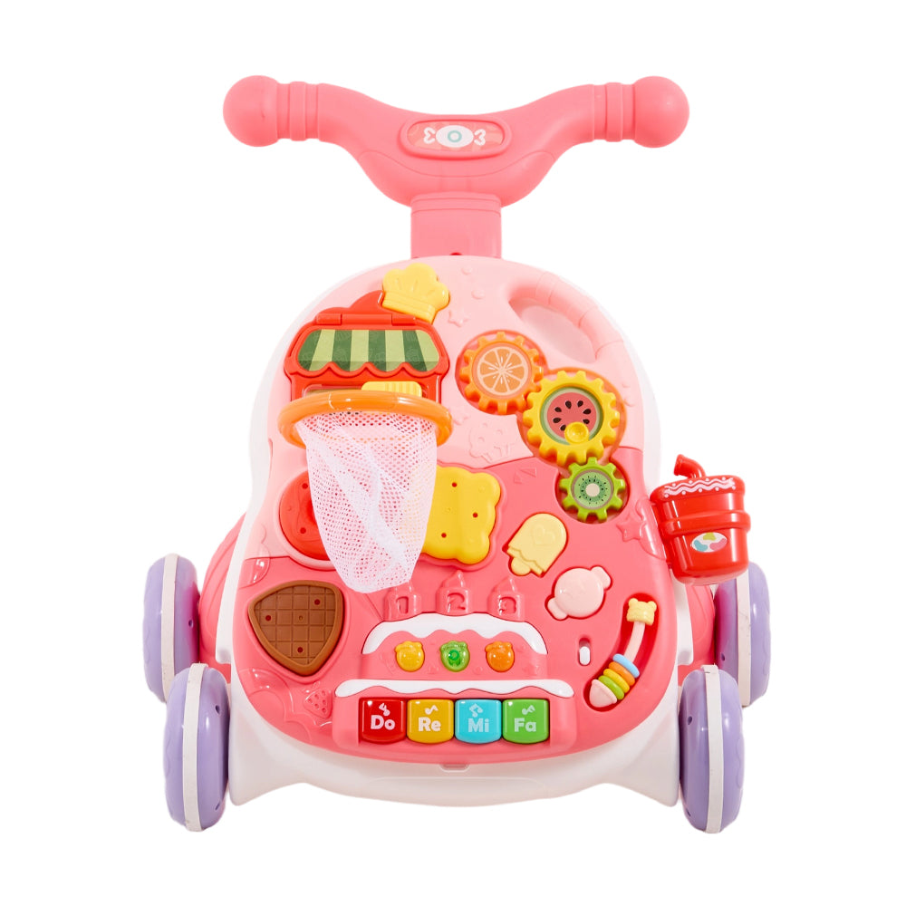 2-in-1 Baby Walker And Baby Interactive Entertainment Game Table | Pink