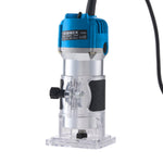 800w Wood Router, 6.35mm Collet, Aluminium Body, Handheld Trimmer | Blue