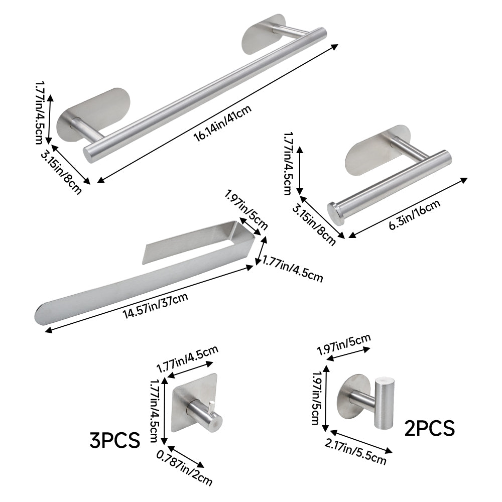 8-piece 304 Stainless Steel Bathroom Hardware Set | Silver