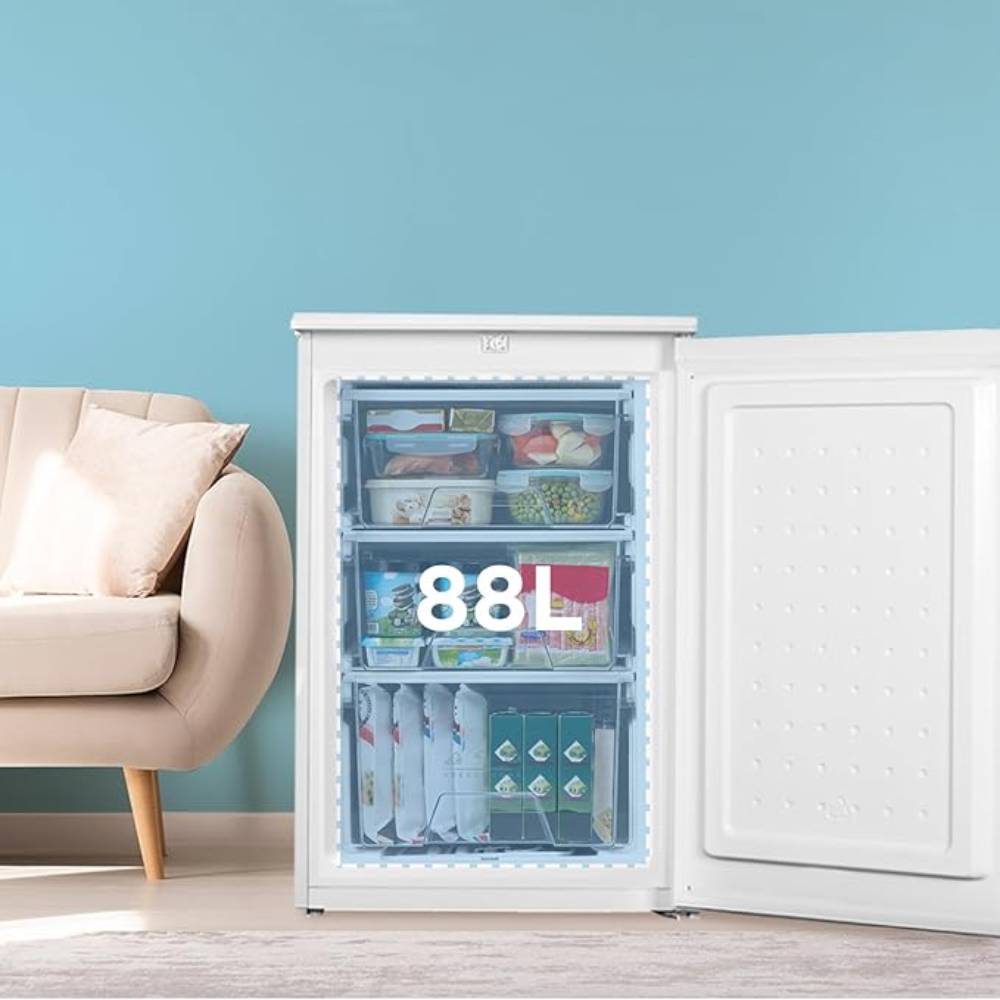Comfee 88l Under Counter Freezer (-18℃), Freestanding With Reversible Door, 3 Drawers & Adjustable Thermostat, 55cm Wide