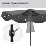 Solar Garden Parasol W/ Led, Tilt | Dark Gray