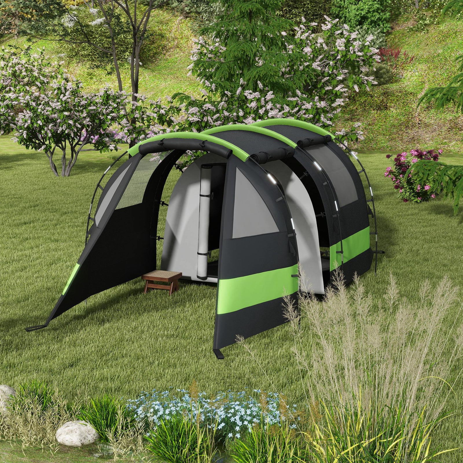 Blackout Camping Tent With Bedroom & Living Room For 4-5 | Black