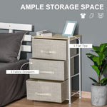 3-tier Storage Dresser Tower Adjustable Feet Steel Frame