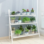 3 Tier Foldable Wooden Plant Stand Garden & Balcony Flower Shelf 96cm Multipurpose Plant Display Rack | White