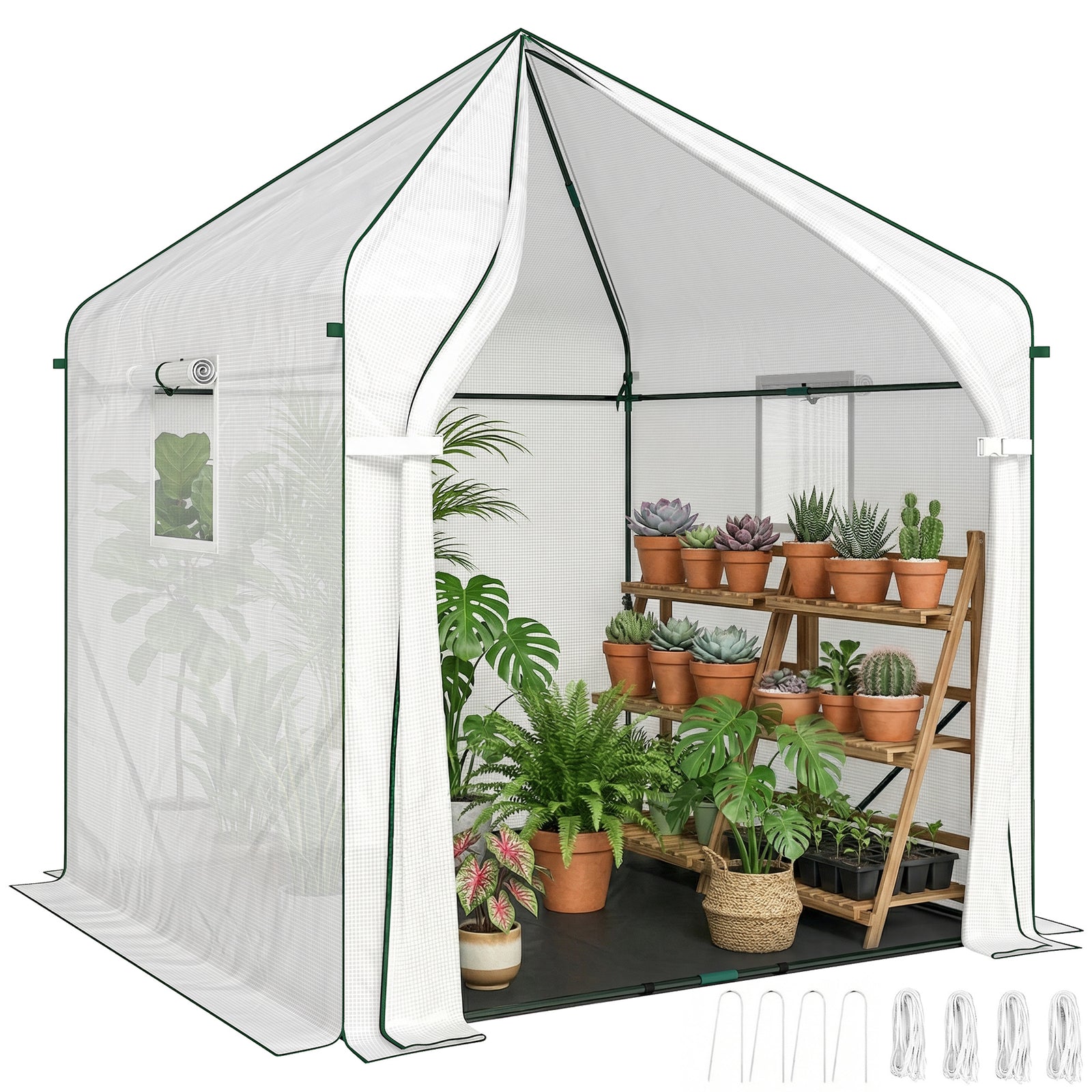 Large Plant House With Roll-up Door White