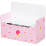 2 In 1 Wooden Kids Storage Bench, Toy Box W/ Safety Rod | Pink