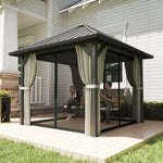 3 X 3(m) Metal Hardtop Gazebo With Netting And Curtains | Black