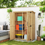 Wooden Tool Storage Cabinet With Double Doors, Natural