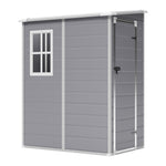 5x4ft Garden Plastic Storage Shed With Lockable Door & Window Weatherproof Outdoor Tool Organizer