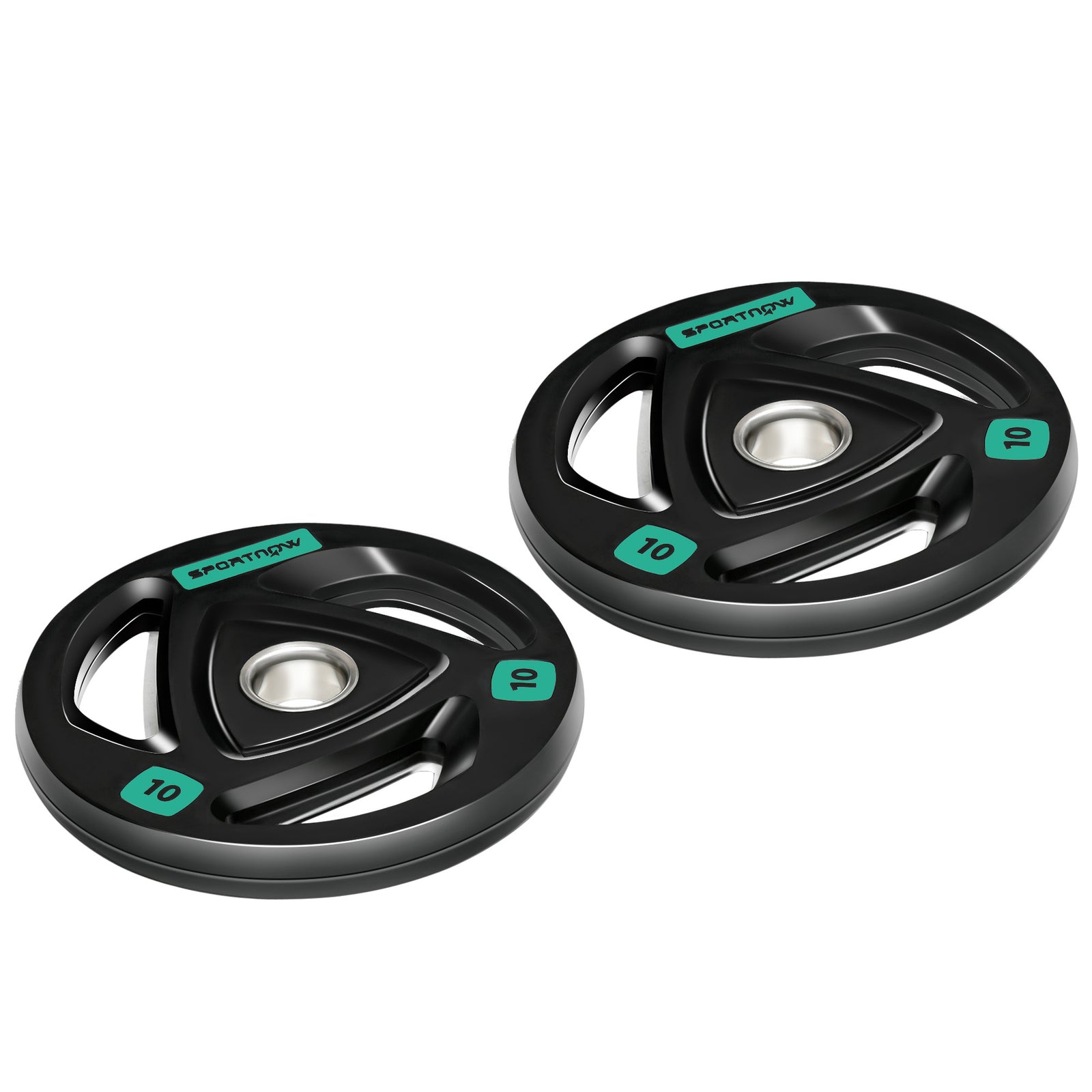 Olympic Weight Plates Tri-grip Barbell Weights Set - 10kg per plate | Black