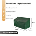 Fineway Garden Bench Cover 3 Seater Waterproof Outdoor Furniture Green