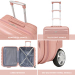 56x45x25cm Hard Cabin Suitcase - Lightweight 2-Wheel ABS Carry On Hand Luggage | Cabin | Rose