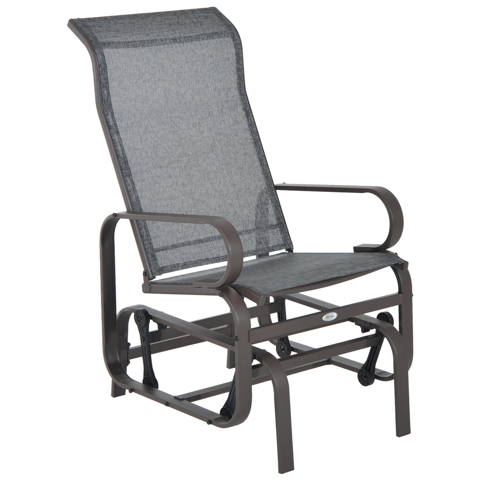 Outdoor Gliding Rocking Chair With Metal Frame For Patio | Gray