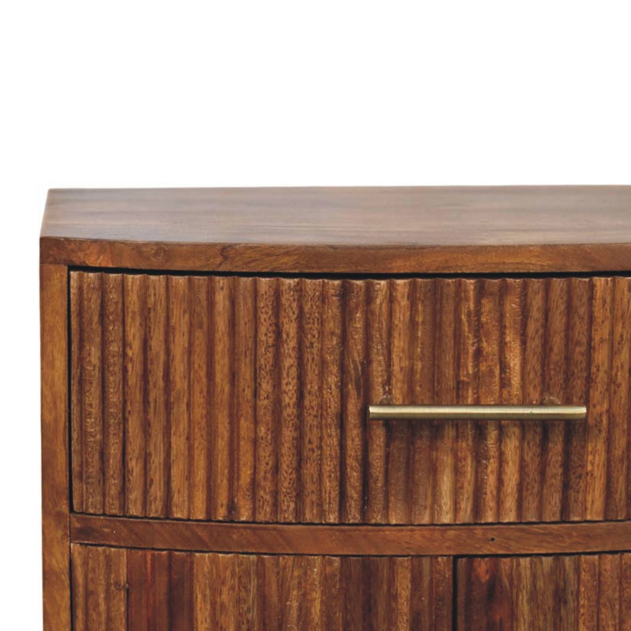 Artisan Furniture Solid Wood,  Curved Ribbed Bedside With Drawer