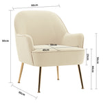 Contemporary Upholstered Comfy Armchair With Gold-plated Feet