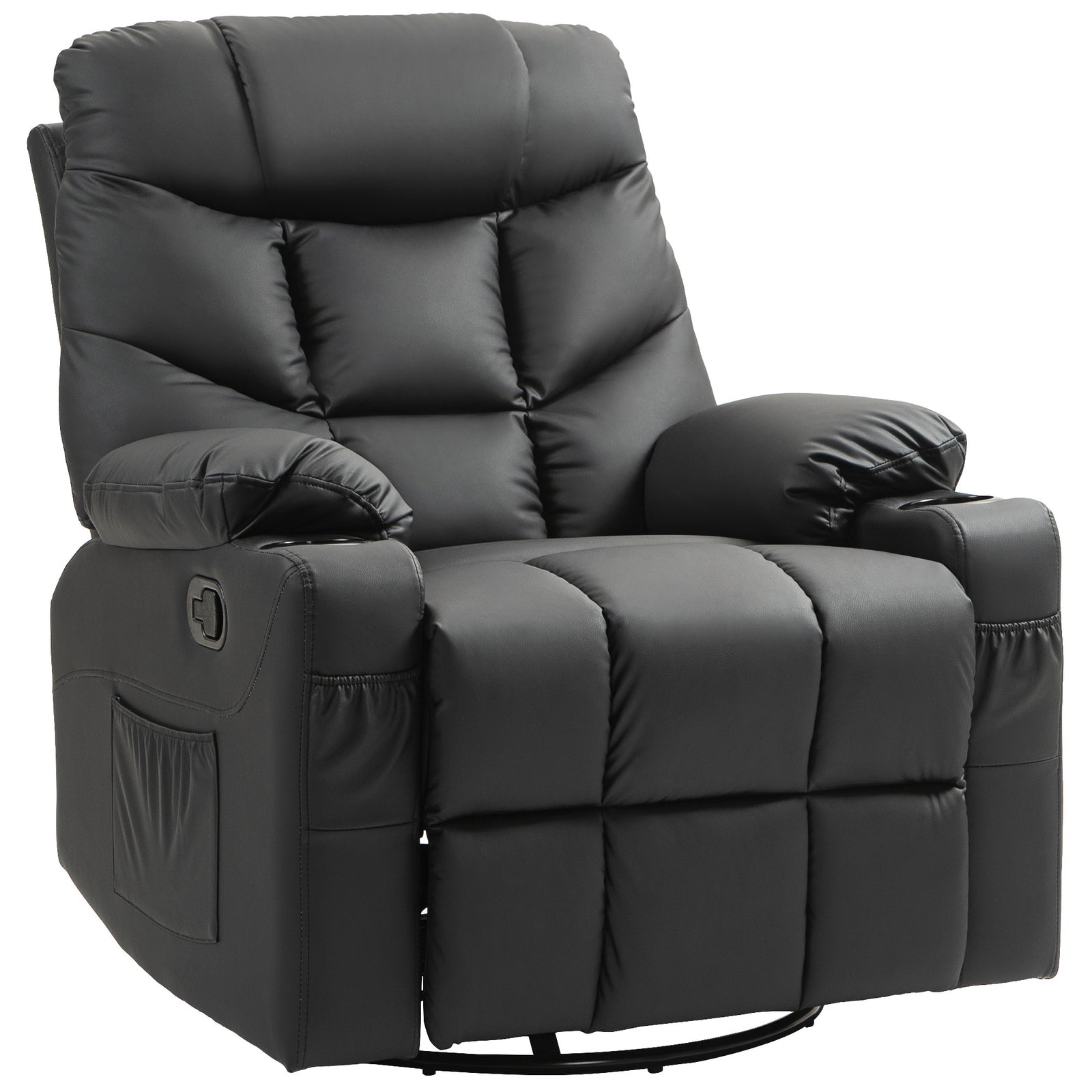 Manual Recliner Chair W/ Footrest Cup Holder | Black